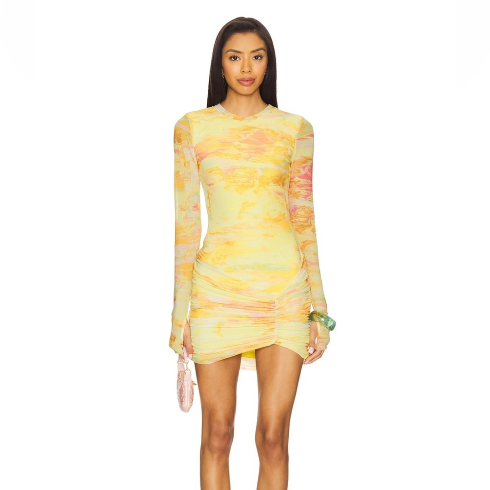 MIRZA MINI DRESS IN ACID YELLOW MARBLE
AFRM size small